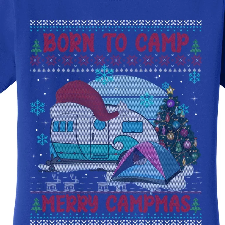 Merry Campmas Funny Camping Camper Christmas Ugly Sweater Gift Women's T-Shirt