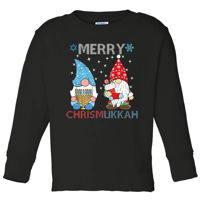 Merry Chrismukkah Funny Gnomes Toddler Long Sleeve Shirt