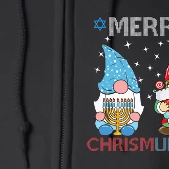 Merry Chrismukkah Funny Gnomes Full Zip Hoodie