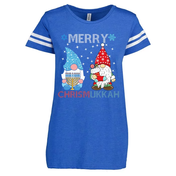 Merry Chrismukkah Funny Gnomes Enza Ladies Jersey Football T-Shirt