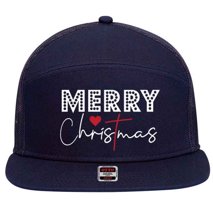 Merry Christmas Festive Graphic Holiday And Gift 7 Panel Mesh Trucker Snapback Hat