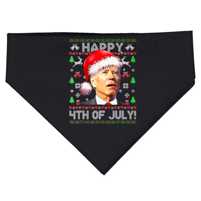 Merry Christmas Funny Joe Biden Happy 4th of July Ugly Xmas USA-Made Doggie Bandana