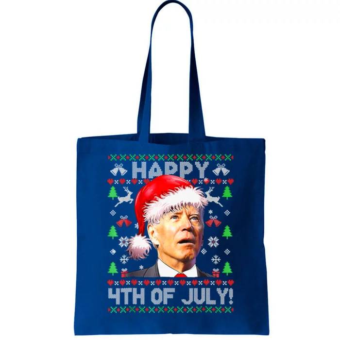 Merry Christmas Funny Joe Biden Happy 4th of July Ugly Xmas Tote Bag