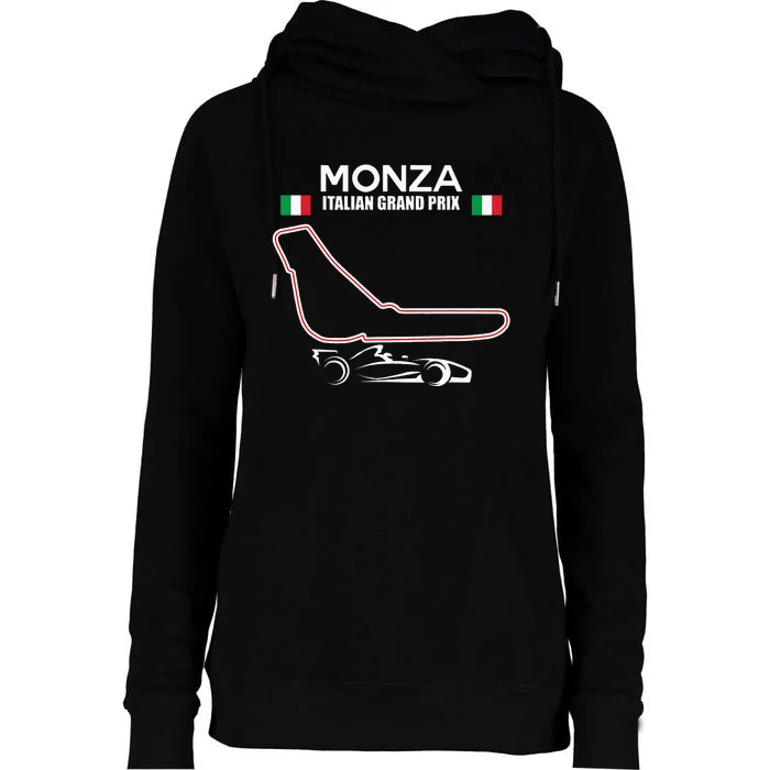 Monza Circuit Formula Racing Car Italian Grand Prix Womens Funnel Neck Pullover Hood