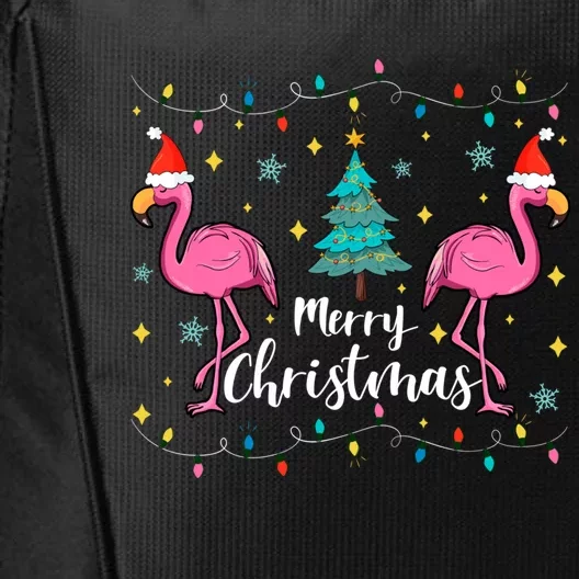 Merry Christmas Funny Santa Hat Flamingo Xmas Tree Christmas Cute Gift City Backpack