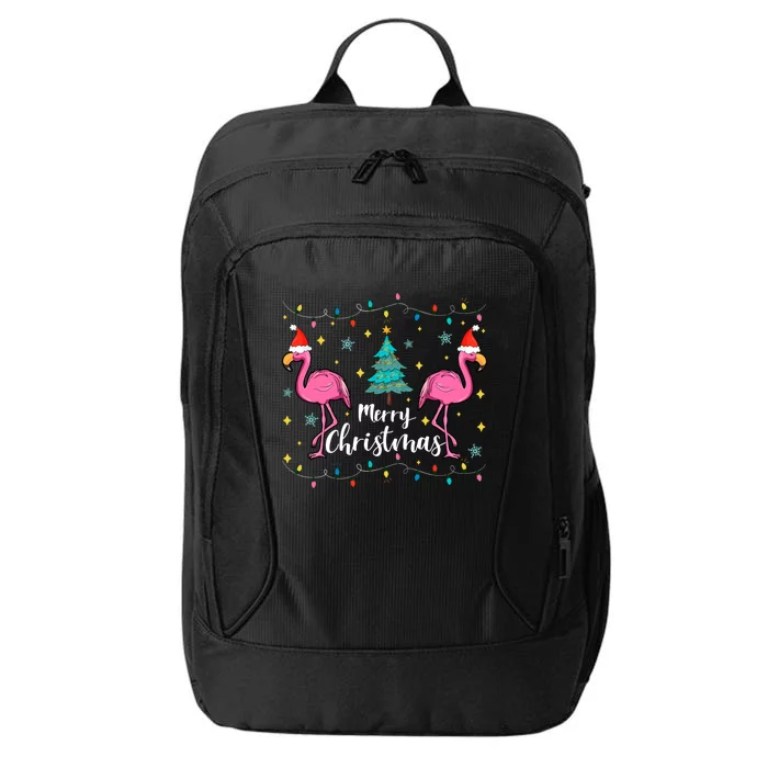 Merry Christmas Funny Santa Hat Flamingo Xmas Tree Christmas Cute Gift City Backpack