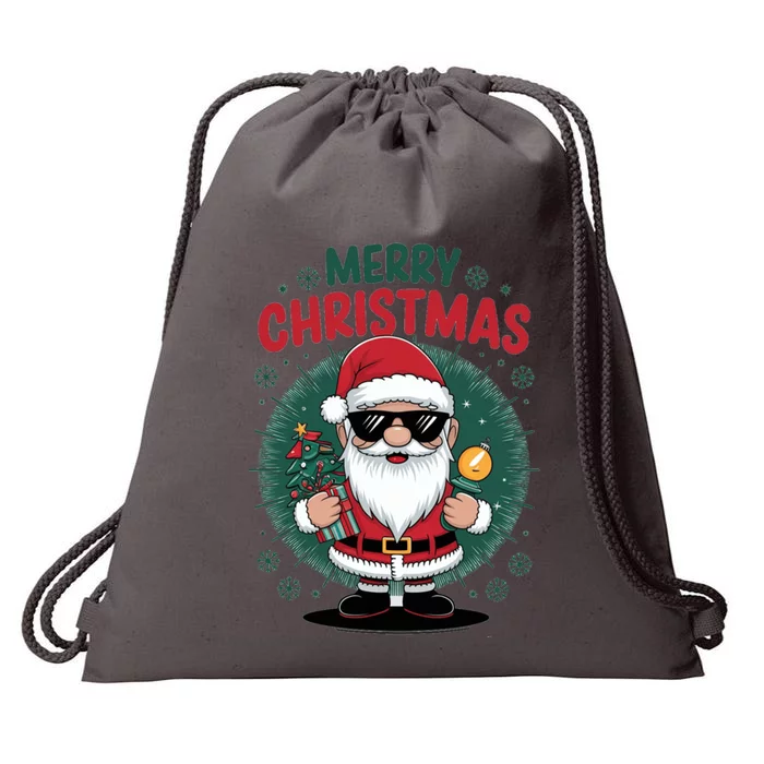 Merry Christmas Funny Santa Claus Red Costume Hat Great Gift Drawstring Bag