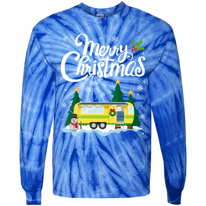 Merry Christmas Funny Xmas Tree Rv Camper Camping Lover Gift Tie-Dye Long Sleeve Shirt