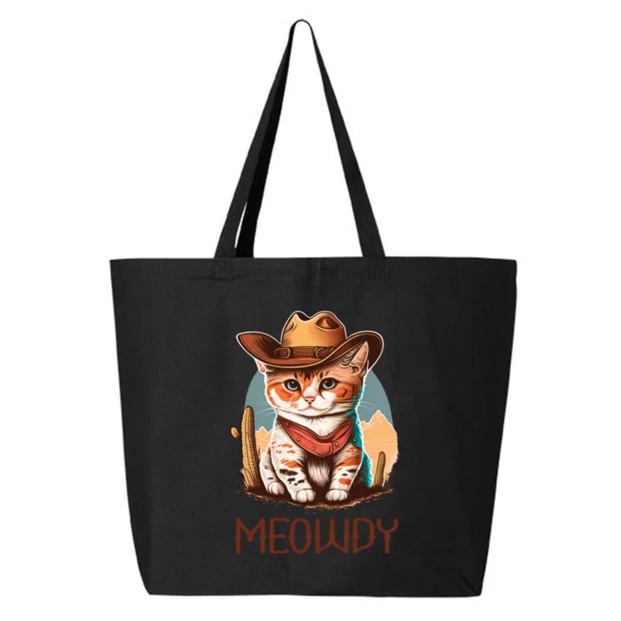 Meowdy Cat Funny Howdy Meme Western Cowboy Kitten 25L Jumbo Tote