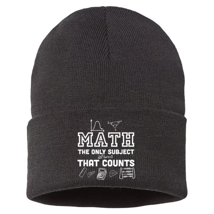 Math Counts Funny Math Teacher Sustainable Knit Beanie