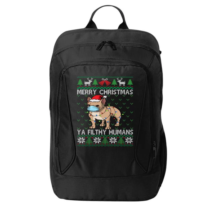 Merry Christmas Frenchie Dog Ugly Christmas French Bulldog Gift City Backpack