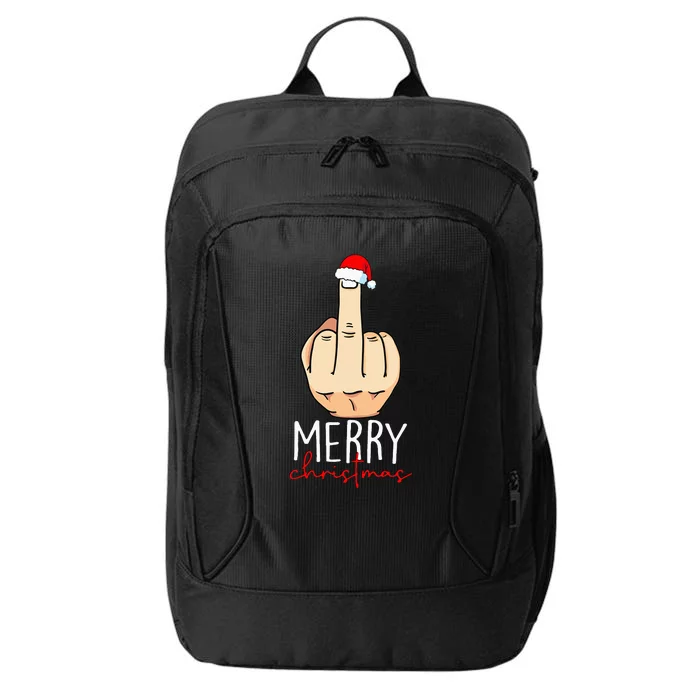 Merry Christmas Funny Middle Finger City Backpack