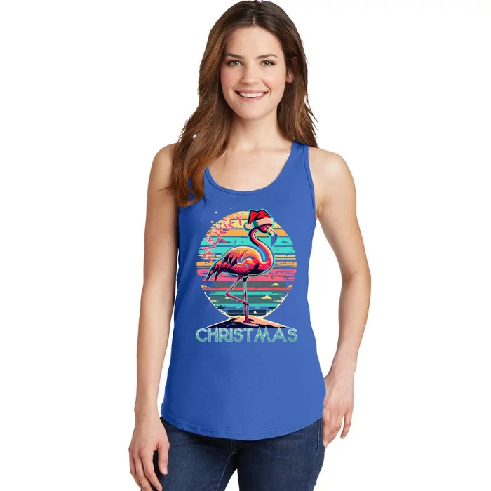 Merry Christmas Flamingo Pink Flamingo Christmas Xmas Gift Ladies Essential Tank