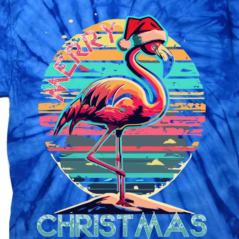 Merry Christmas Flamingo Pink Flamingo Christmas Xmas Gift Tie-Dye T-Shirt