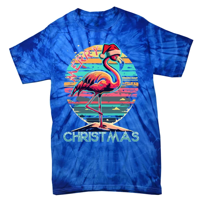 Merry Christmas Flamingo Pink Flamingo Christmas Xmas Gift Tie-Dye T-Shirt