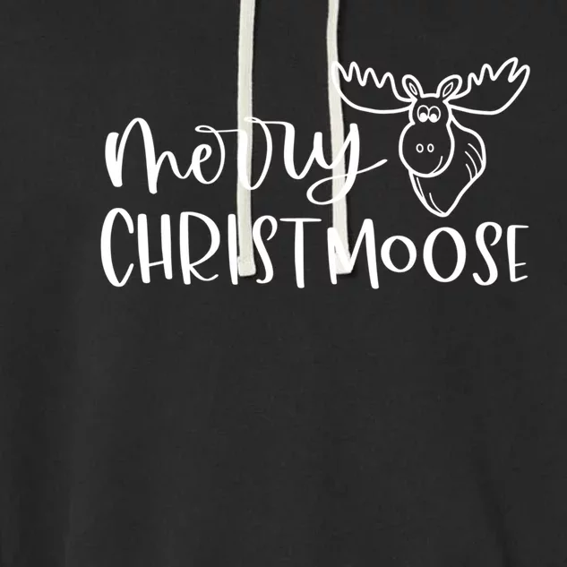 Merry Christmoose Funny Christmas Pun Gift Garment-Dyed Fleece Hoodie