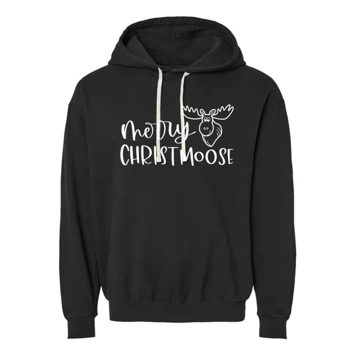 Merry Christmoose Funny Christmas Pun Gift Garment-Dyed Fleece Hoodie