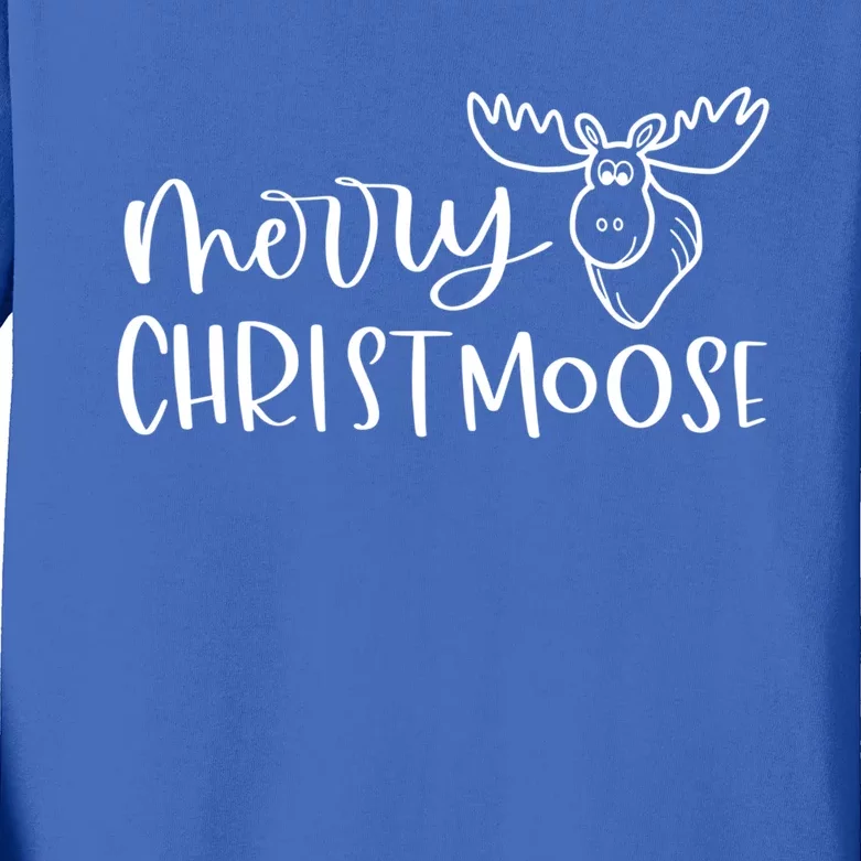 Merry Christmoose Funny Christmas Pun Gift Kids Long Sleeve Shirt