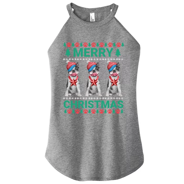 Merry Christmas French Bulldog Puppy Cute Xmas Bulldog Lover Gift Women’s Perfect Tri Rocker Tank