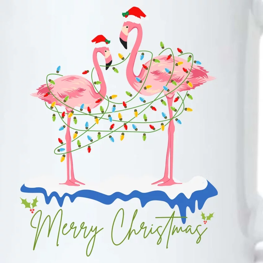 Merry Christmas Flamingo Holiday Black Color Changing Mug