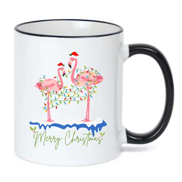 Merry Christmas Flamingo Holiday Black Color Changing Mug