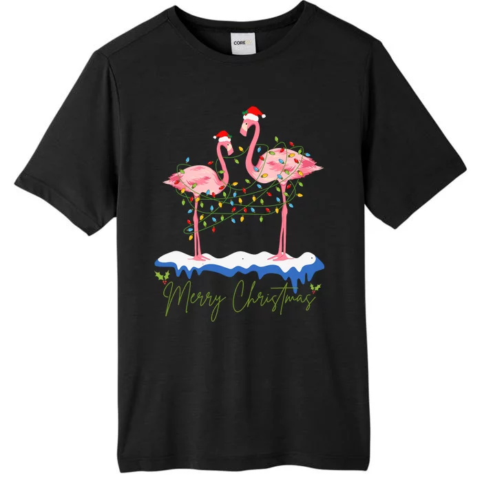 Merry Christmas Flamingo Holiday ChromaSoft Performance T-Shirt