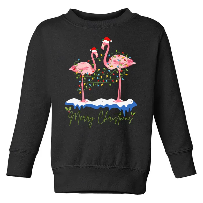 Merry Christmas Flamingo Holiday Toddler Sweatshirt