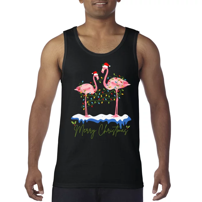 Merry Christmas Flamingo Holiday Tank Top