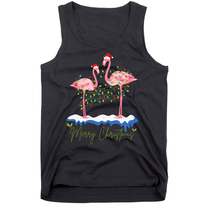 Merry Christmas Flamingo Holiday Tank Top