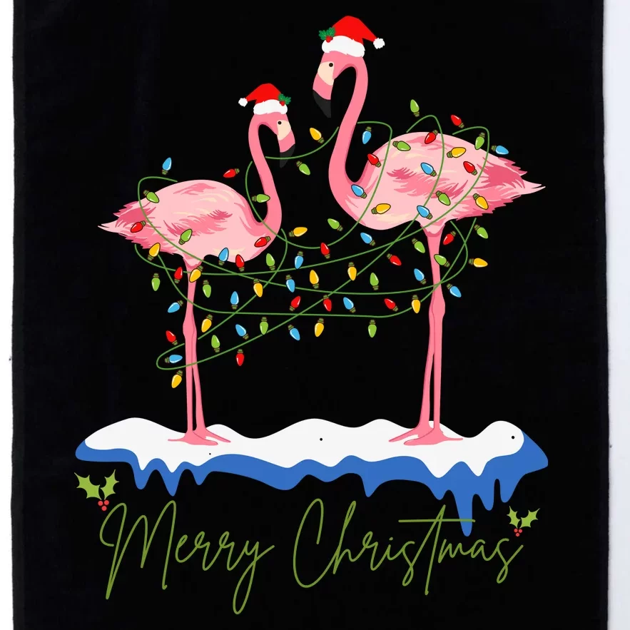 Merry Christmas Flamingo Holiday Platinum Collection Golf Towel