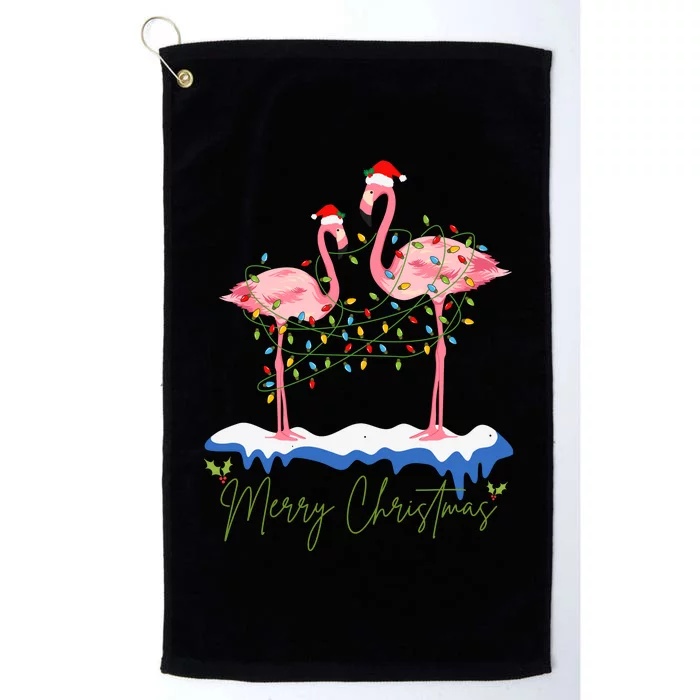 Merry Christmas Flamingo Holiday Platinum Collection Golf Towel