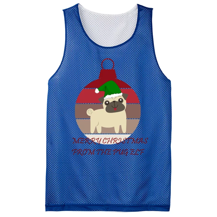 Merry Christmas From The Pug Elf Design Gift Mesh Reversible Basketball Jersey Tank