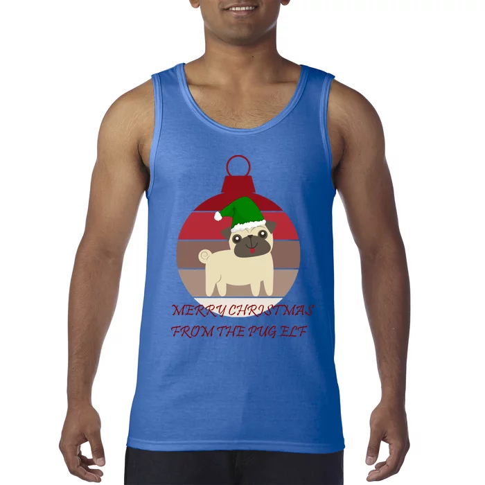 Merry Christmas From The Pug Elf Design Gift Tank Top