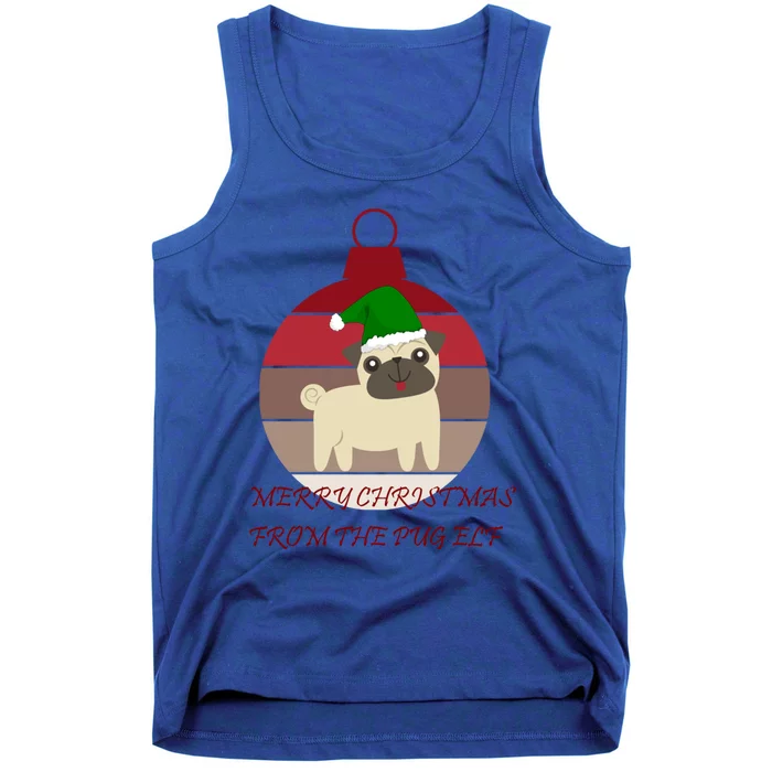 Merry Christmas From The Pug Elf Design Gift Tank Top