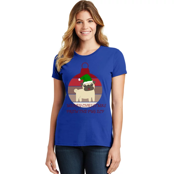 Merry Christmas From The Pug Elf Design Gift Women's T-Shirt