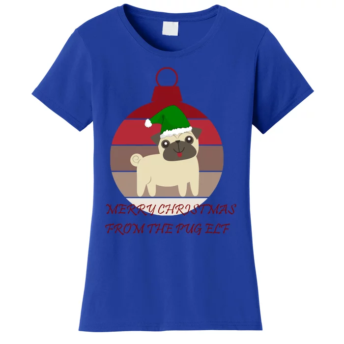 Merry Christmas From The Pug Elf Design Gift Women's T-Shirt