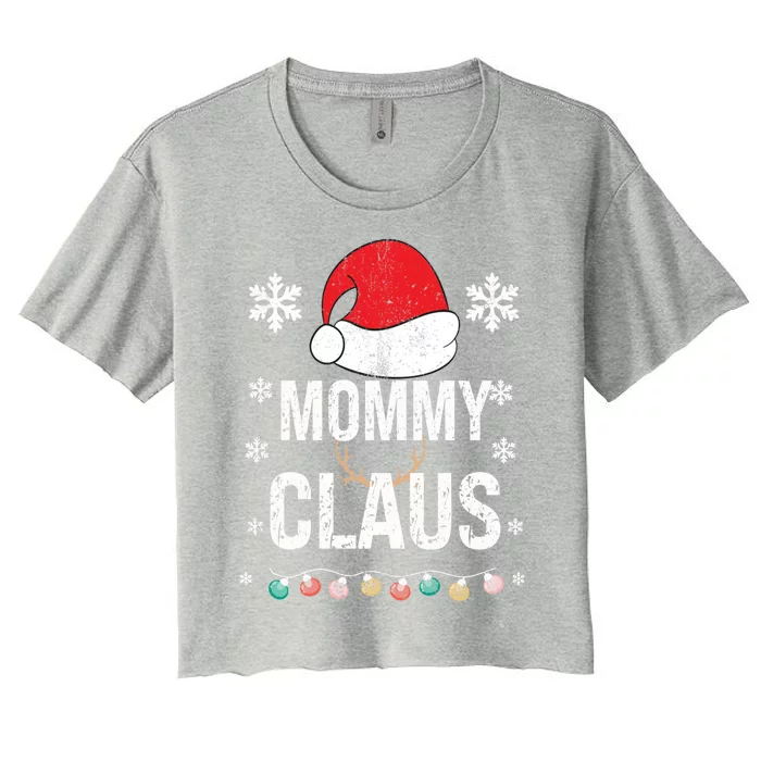 Mommy Claus Family Matching Xmas Light Cute Christmas Pajama Gift Women's Crop Top Tee