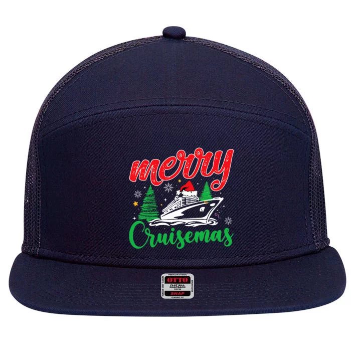 Merry Cruisemas Family Christmas Cruise Ship Funny Matching 7 Panel Mesh Trucker Snapback Hat