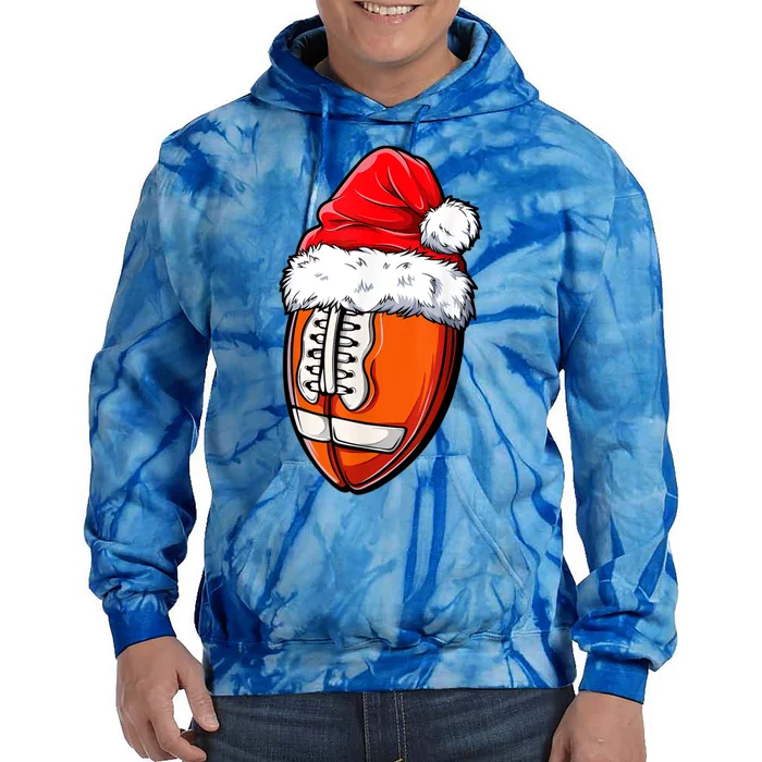 Merry Christmas Football Player Ball Santa Xmas Pajama Funny Gift Funny Gift Tie Dye Hoodie