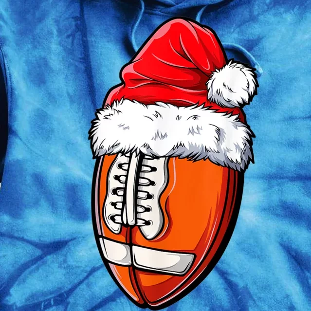 Merry Christmas Football Player Ball Santa Xmas Pajama Funny Gift Funny Gift Tie Dye Hoodie