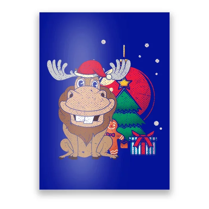 Merry Christmas Forest Animal Lover Xmas Tree Moose Gift Poster