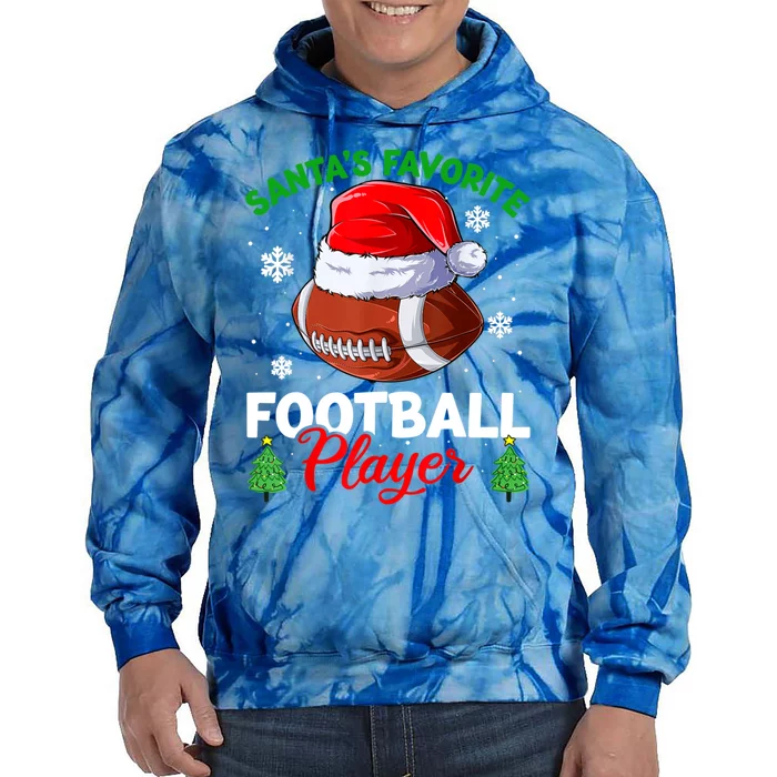 Merry Christmas Football Player Ball Santa Xmas Pajama Funny Gift Tie Dye Hoodie