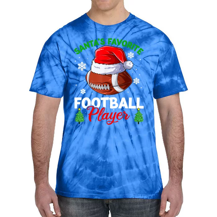 Merry Christmas Football Player Ball Santa Xmas Pajama Funny Gift Tie-Dye T-Shirt