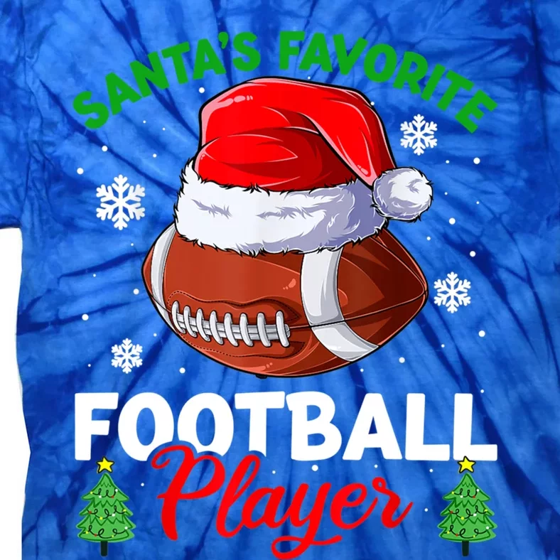 Merry Christmas Football Player Ball Santa Xmas Pajama Funny Gift Tie-Dye T-Shirt