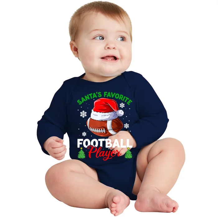 Merry Christmas Football Player Ball Santa Xmas Pajama Funny Gift Baby Long Sleeve Bodysuit