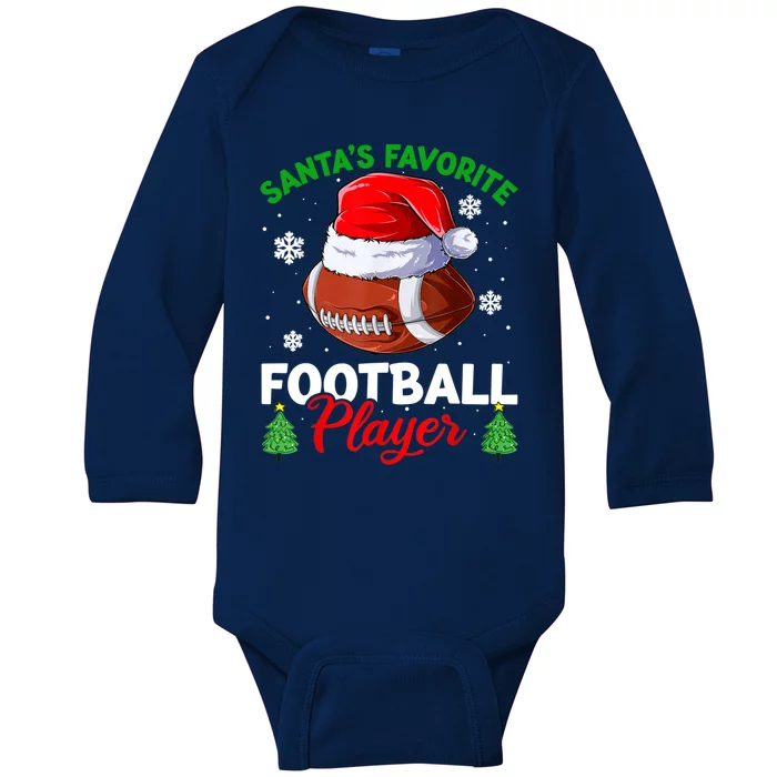 Merry Christmas Football Player Ball Santa Xmas Pajama Funny Gift Baby Long Sleeve Bodysuit