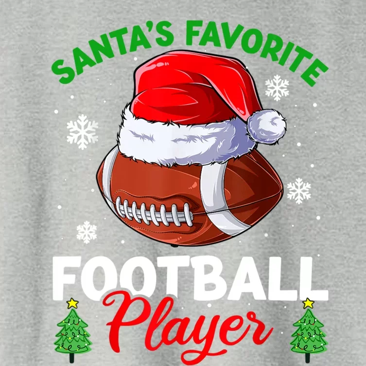 Merry Christmas Football Player Ball Santa Xmas Pajama Funny Gift Women's Crop Top Tee