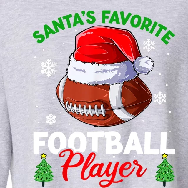 Merry Christmas Football Player Ball Santa Xmas Pajama Funny Gift Cropped Pullover Crew