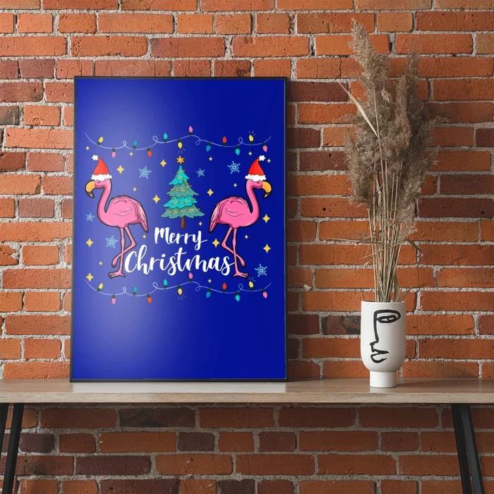 Merry Christmas Funny Santa Hat Flamingo Xmas Tree Christmas Cool Gift Poster