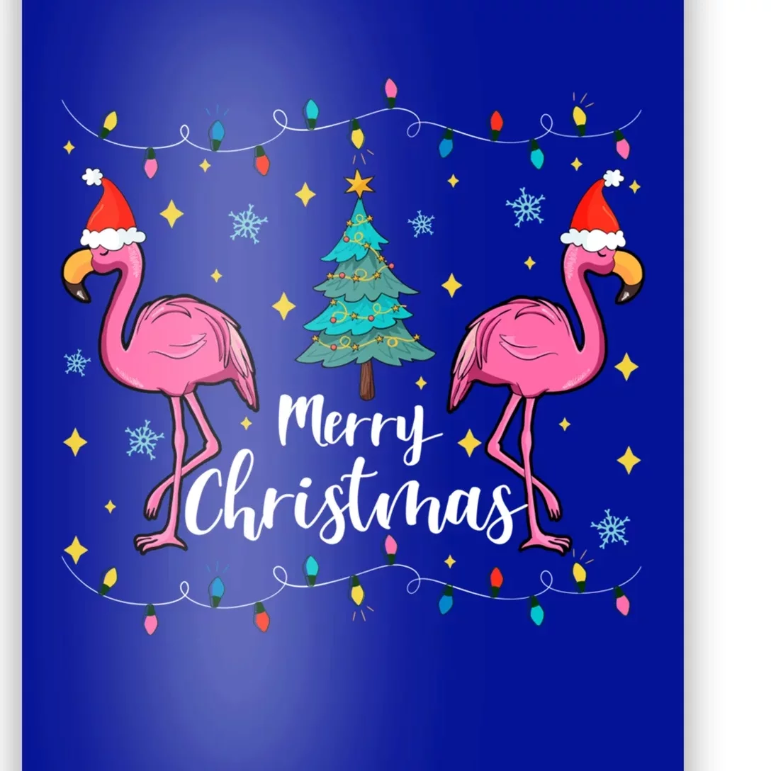 Merry Christmas Funny Santa Hat Flamingo Xmas Tree Christmas Cool Gift Poster